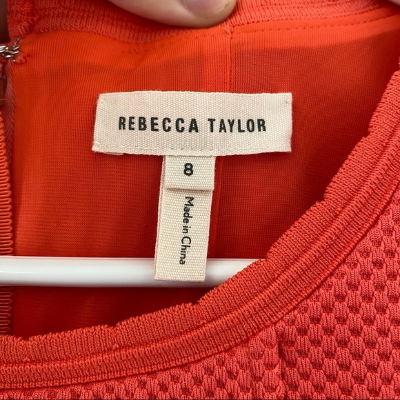 Rebecca Taylor Knit Pique Coral Colored Fit and Flare Mini Dress Women’s Size 8 - Picture 10 of 10